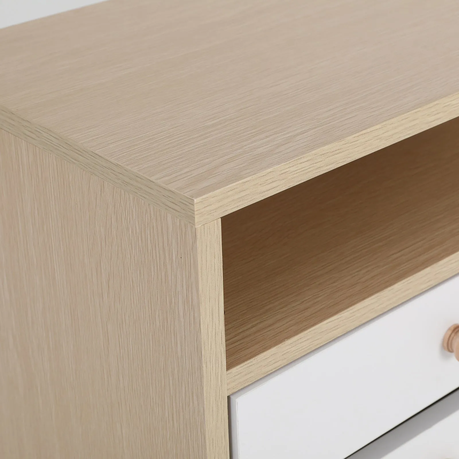 2x Bedside Table | Side Storage Cabinet | Nightstand | Bedroom 2 Drawer | ANYA | Oak