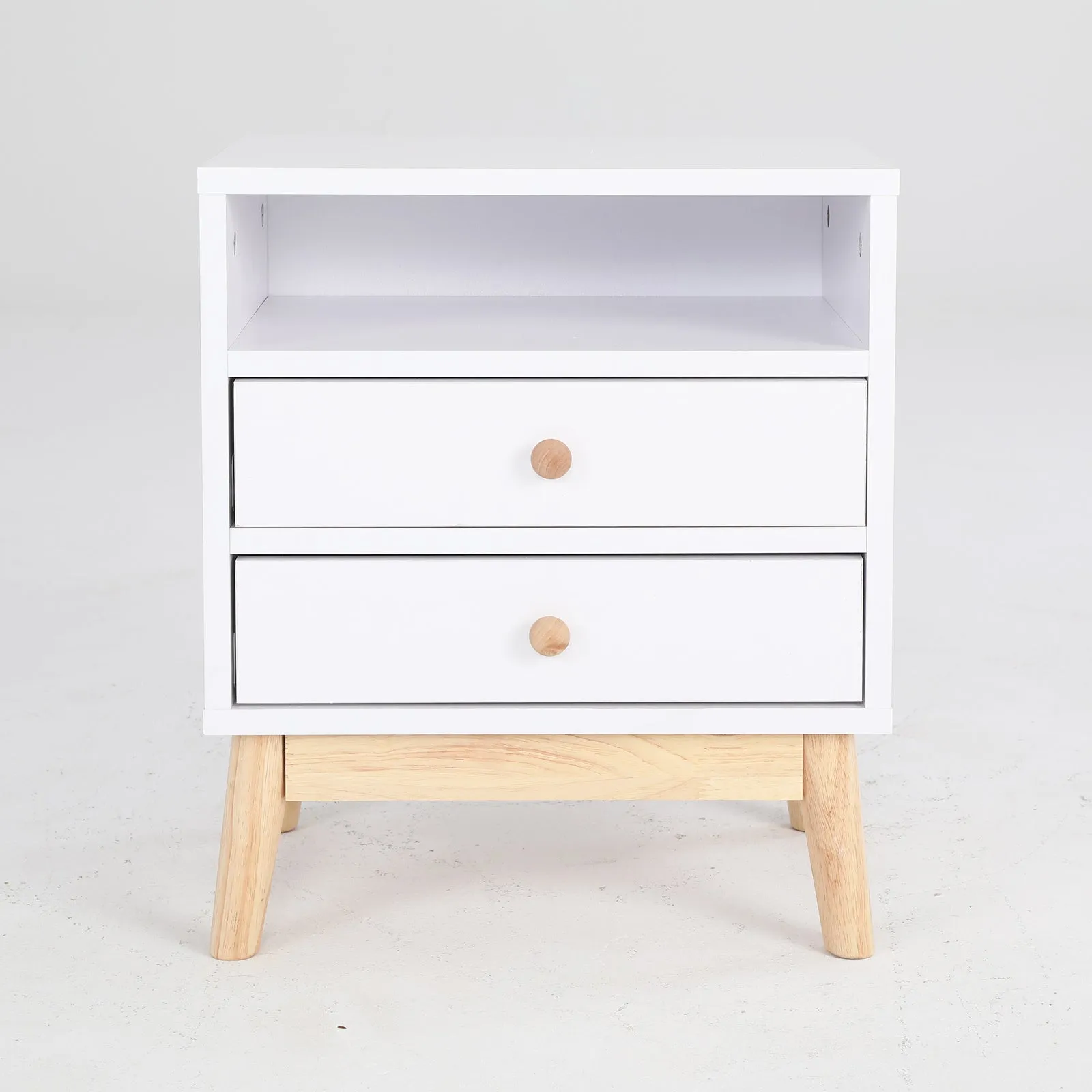 2x Bedside Table | Side Storage Cabinet | Nightstand | Bedroom 2 Drawer | ANYA | White