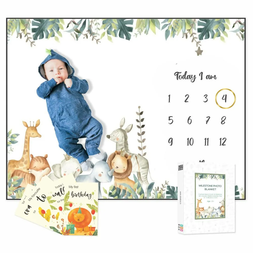 Baby Milestone Blanket - Jungle Safari | DBMSblanket- Jungle Safari