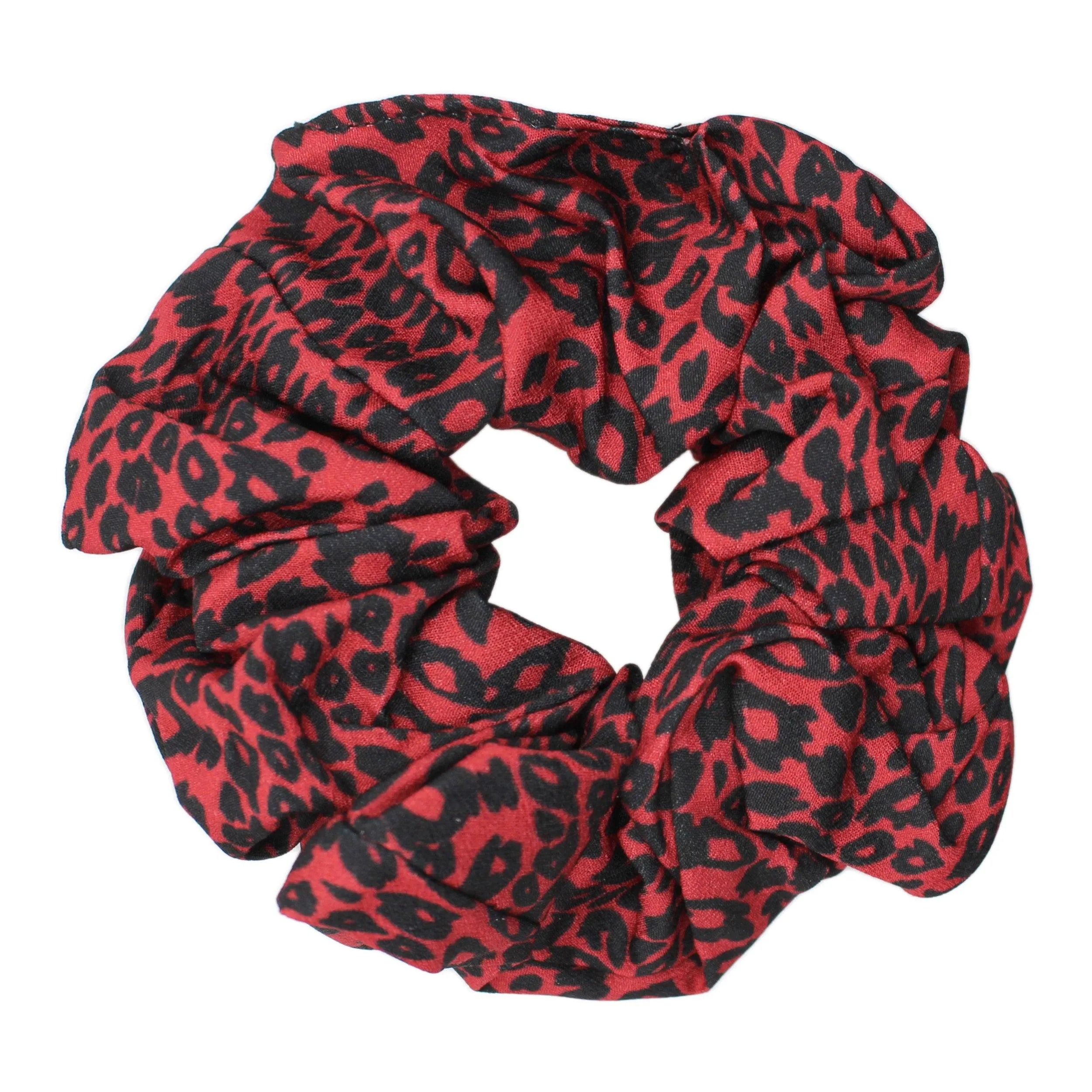 Behati Leopard Print Scrunchie - Red