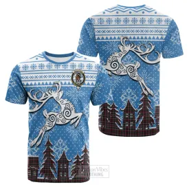 Borthwick Clan Christmas Cotton T-shirt Celtic Reindeer Style