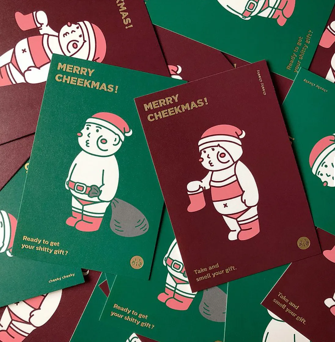 Charming Festive Merry Christmas Postcard with Cheeky Design