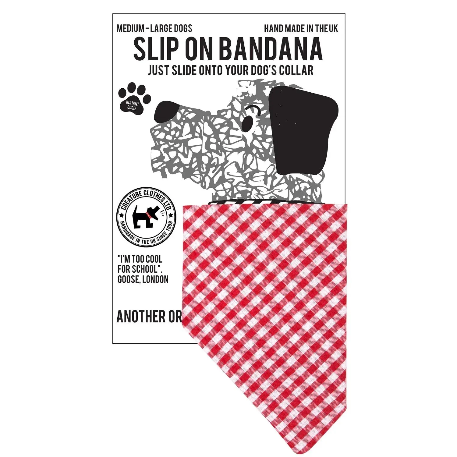 Creature Clothes Slip On Bandana Red Gingham