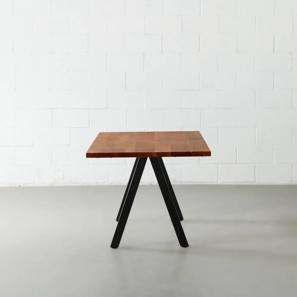 DANTON - Acacia Straight Cut Table 3.5cm Thickness Top with Pyramid Black Legs