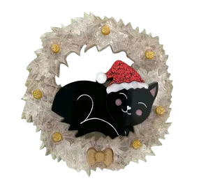 Felicity the Christmas black kitty - Brooch - Set of 4
