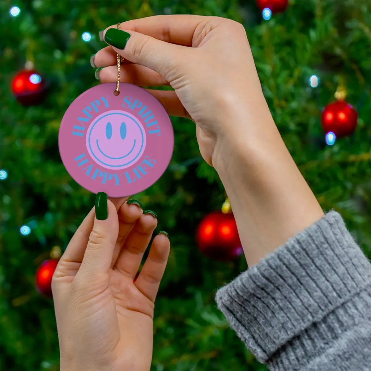 Holiday Ornament Happy Spirit Happy Life, Happiness Ornament, Modern Ornament, Smile Decoration, VSCO, Tumblr, Purple Smile, Retro C