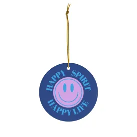 Holiday Ornament Happy Spirit Happy Life, Happiness Ornament, Modern Ornament, Smile Decoration, VSCO, Tumblr, Purple Smile, Retro Christmas