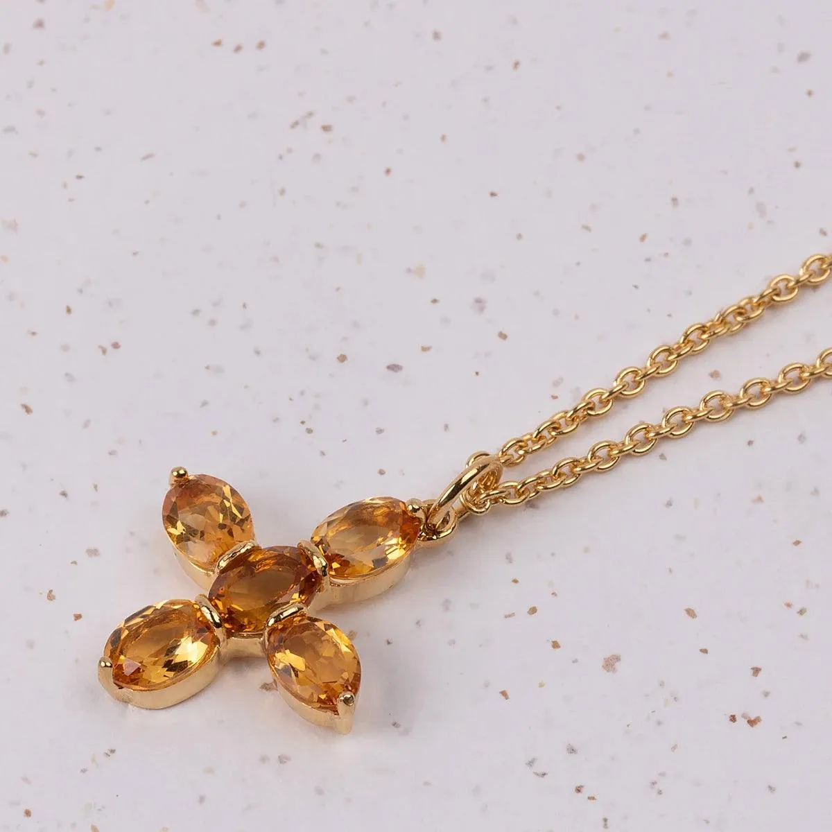 Jane Austen Cross Pendant Replica Necklace in Citrine & Gold