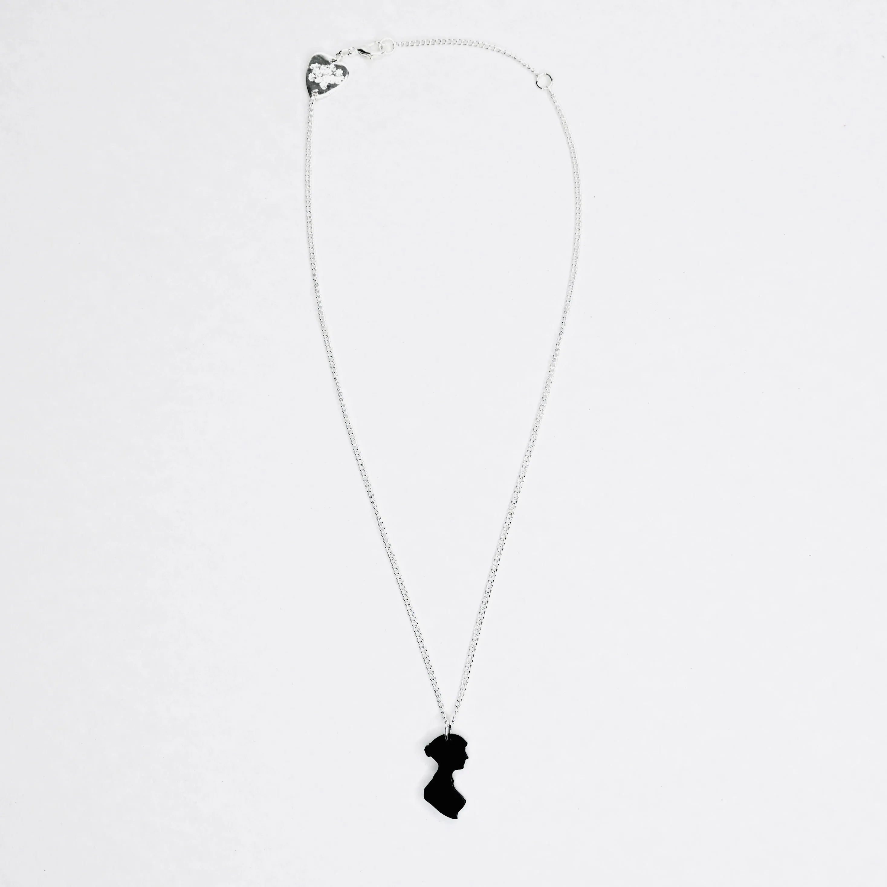Jane Austen Silhouette Necklace in Silver