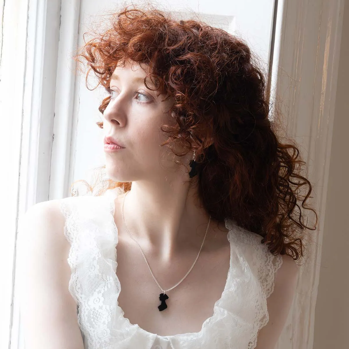 Jane Austen Silhouette Necklace in Silver