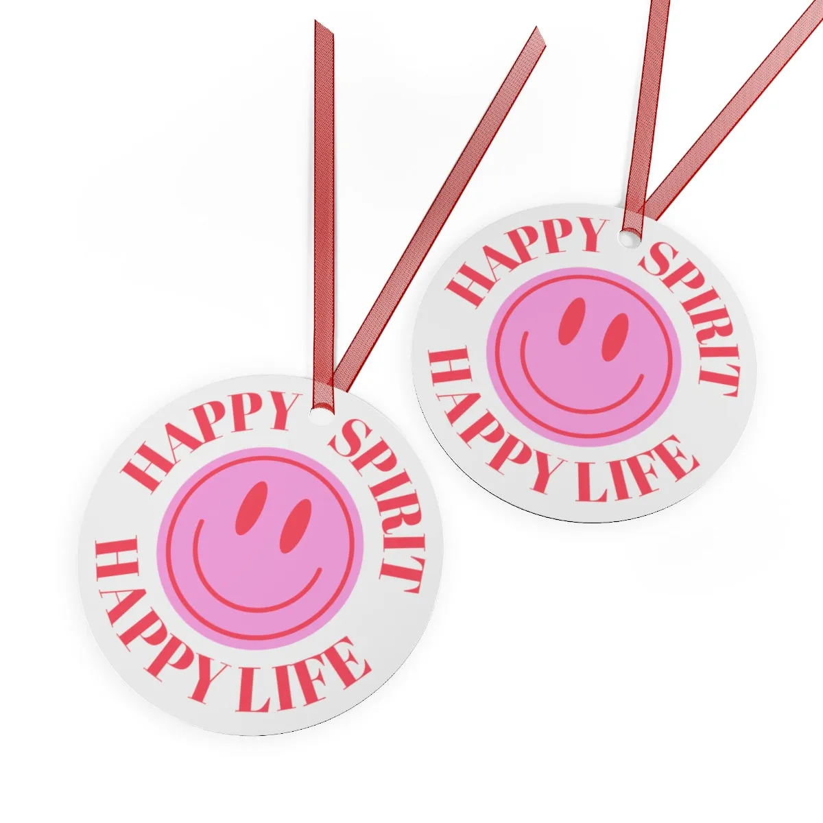 Metal Ornament Happy Spirit Happy Life, Happiness Ornament, Modern Ornament, Smile Decoration, VSCO, Tumblr, Pink Smile, Retro Christmas