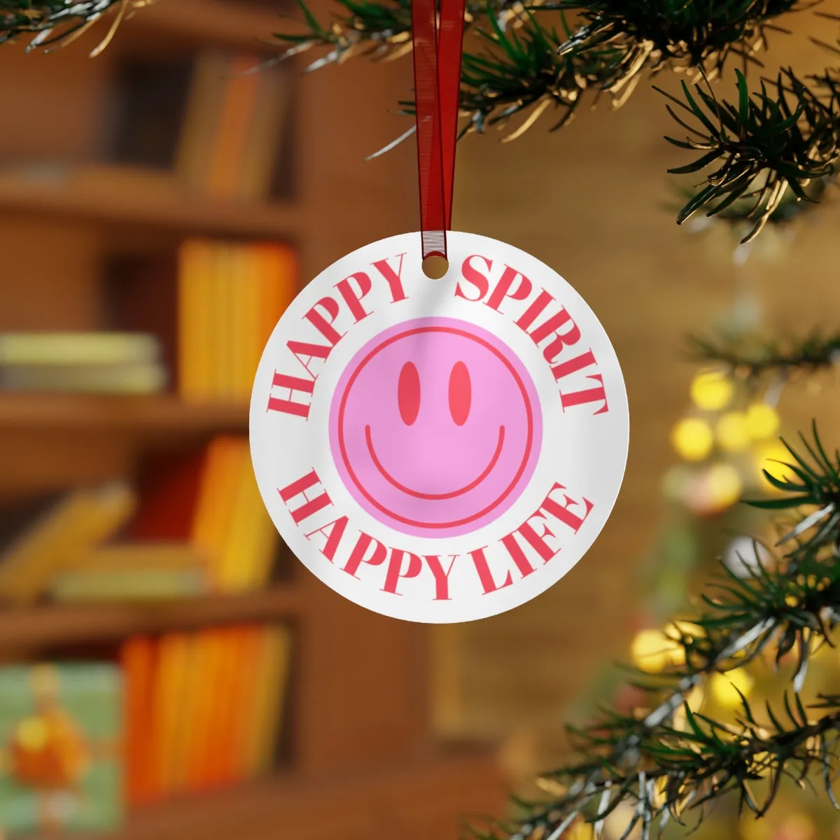 Metal Ornament Happy Spirit Happy Life, Happiness Ornament, Modern Ornament, Smile Decoration, VSCO, Tumblr, Pink Smile, Retro Christmas