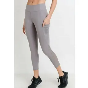 Moto Ribbed Splice Mesh Pocket Full Leggings - Mauve
