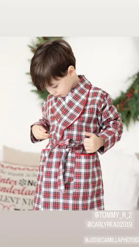 Boys Luxury Tartan Patterned Dressing Gown by Salero