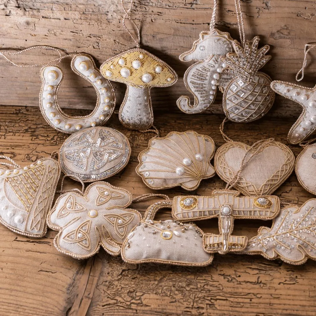 Seashell Linen Christmas Tree Decoration