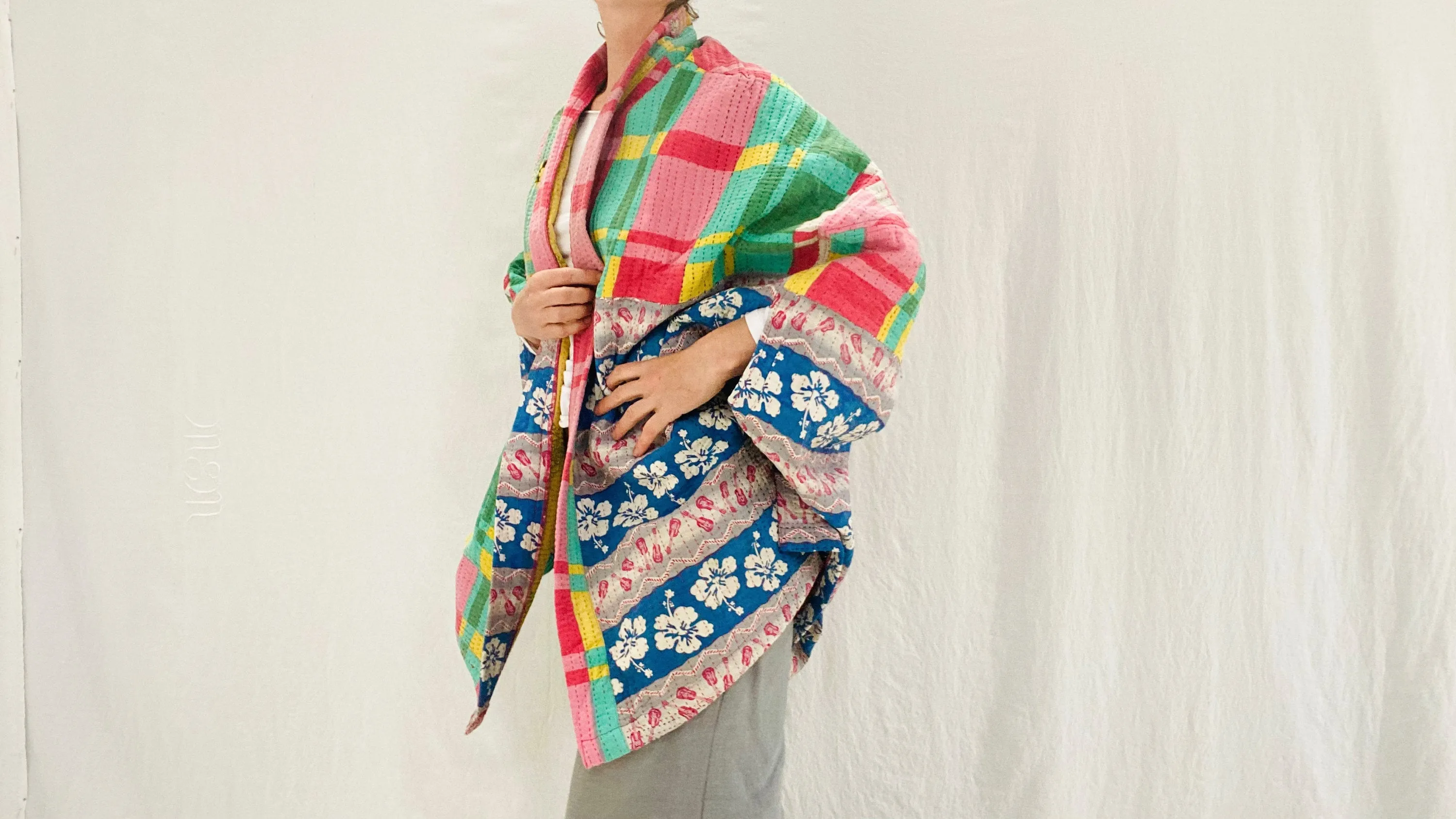 Vintage Kantha Wrap Shrug. Surf Vibe