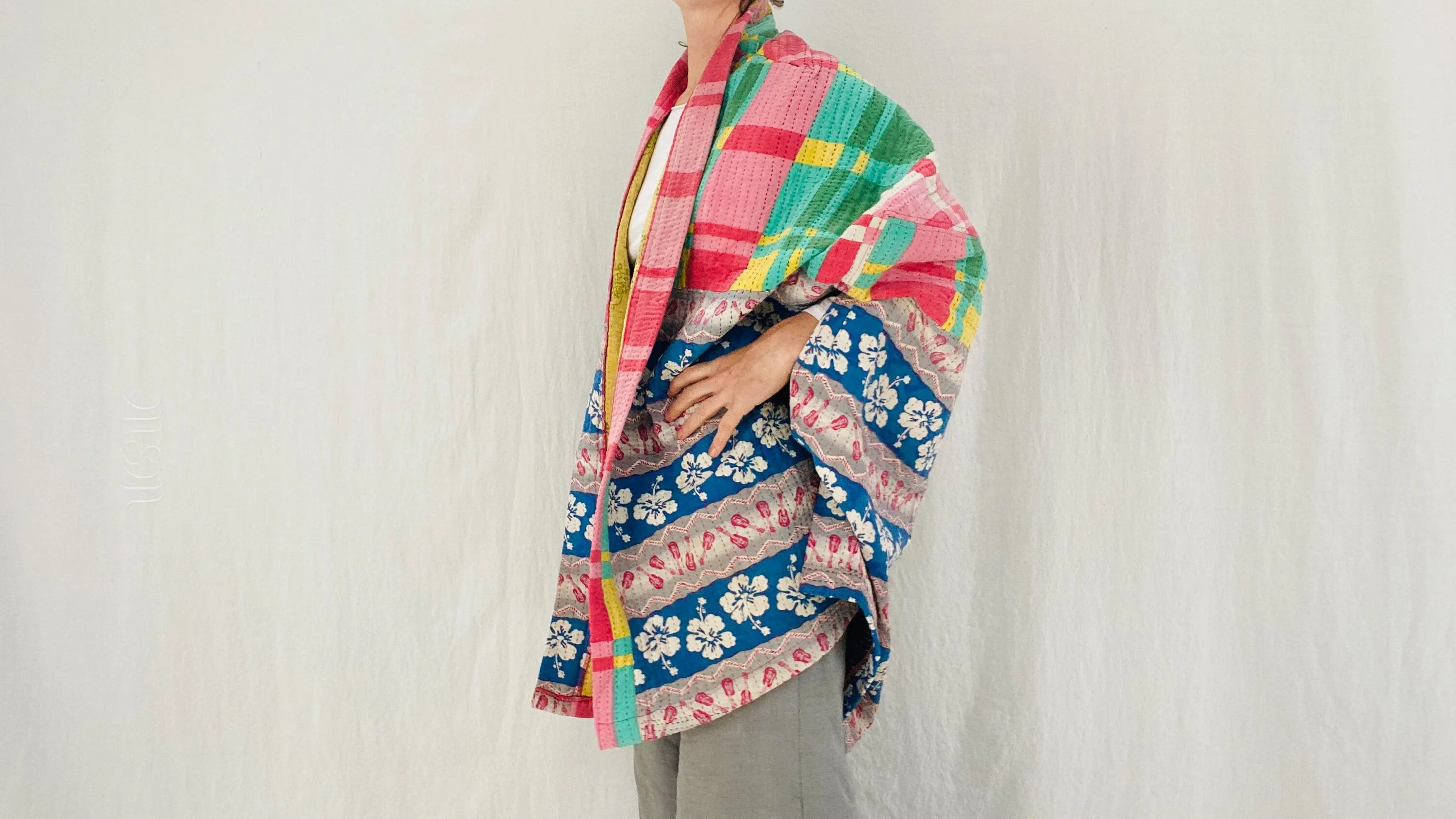 Vintage Kantha Wrap Shrug. Surf Vibe