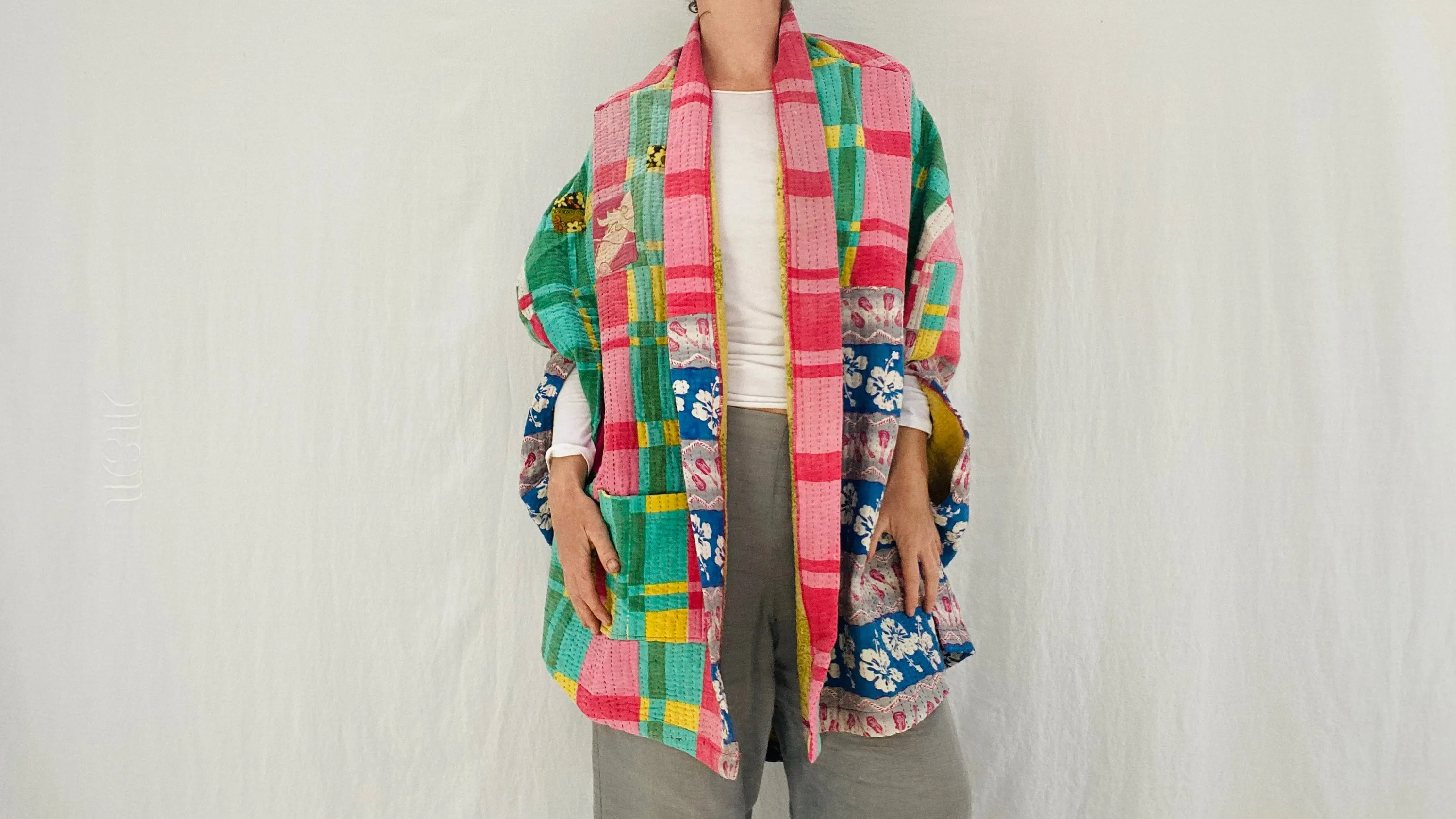 Vintage Kantha Wrap Shrug. Surf Vibe