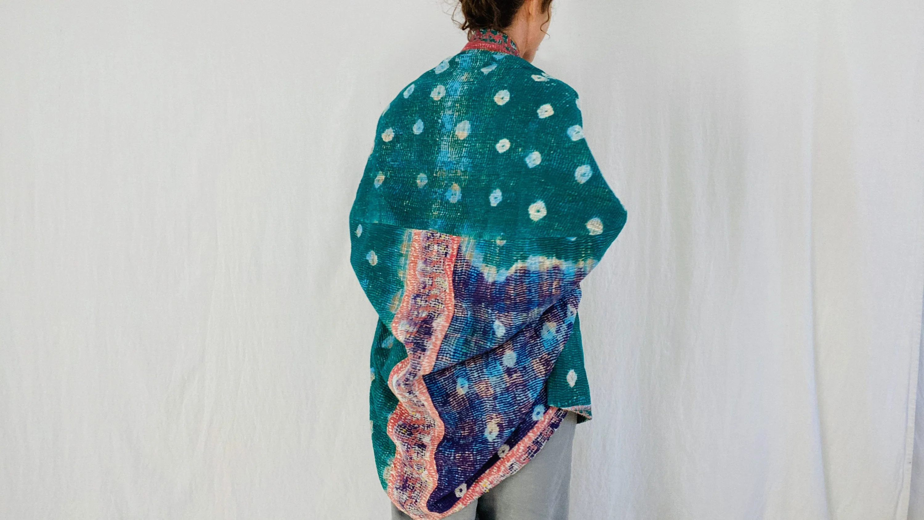 Vintage Kantha Wrap Shrug.
