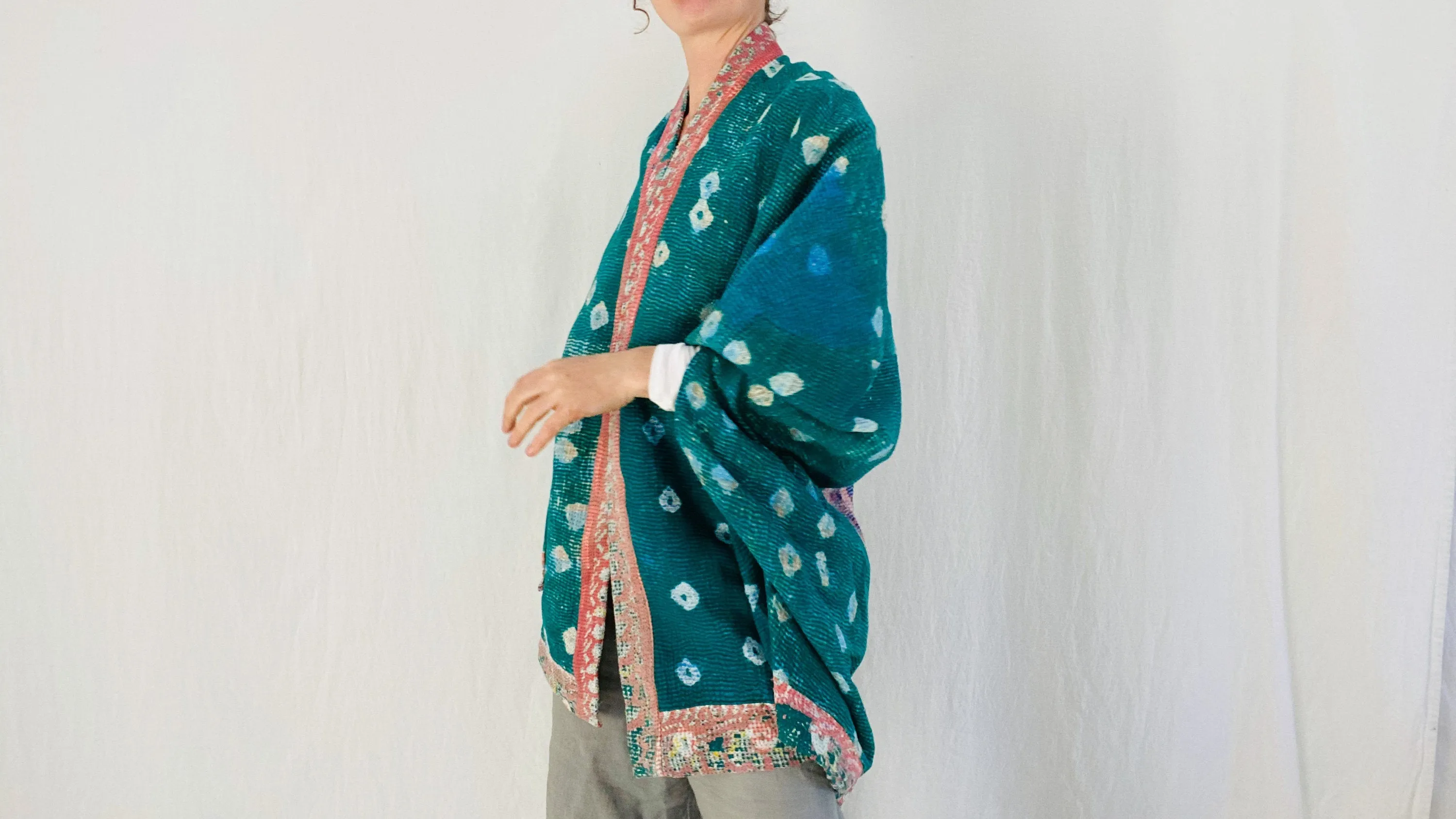 Vintage Kantha Wrap Shrug.