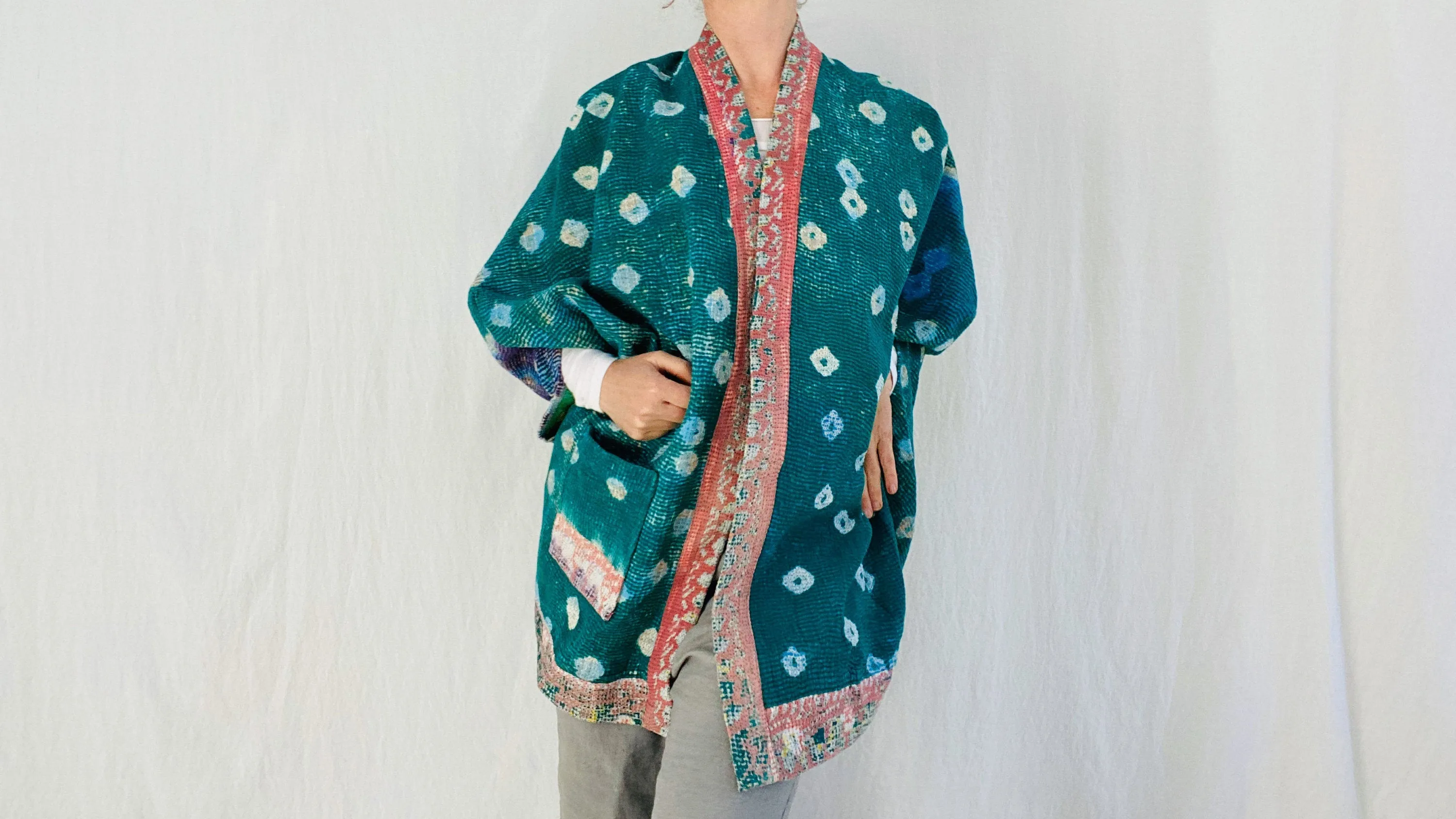 Vintage Kantha Wrap Shrug.