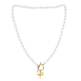 Vita cultured Freshwater Pearl Necklace With Gold Bumble Bee
